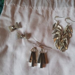 3 sets of Costume Silver-Toned Earrings